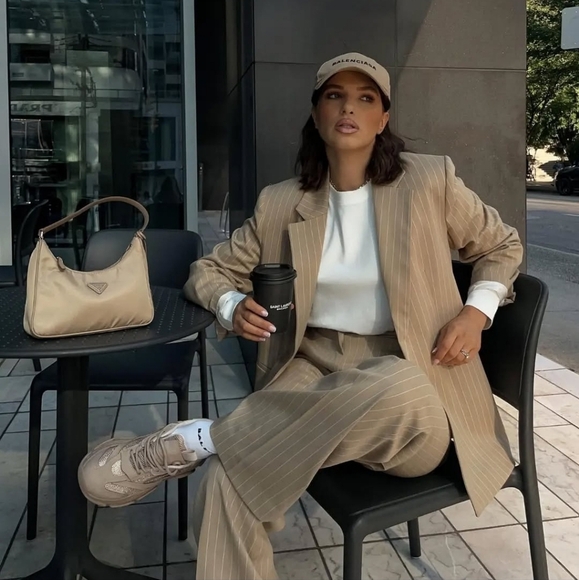 ZARA OVERSIZED BLAZER TAN SIZE M - Picture 5 of 11